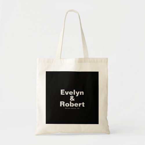 Minimalist Elegant Formal Black Wedding Tote Bag