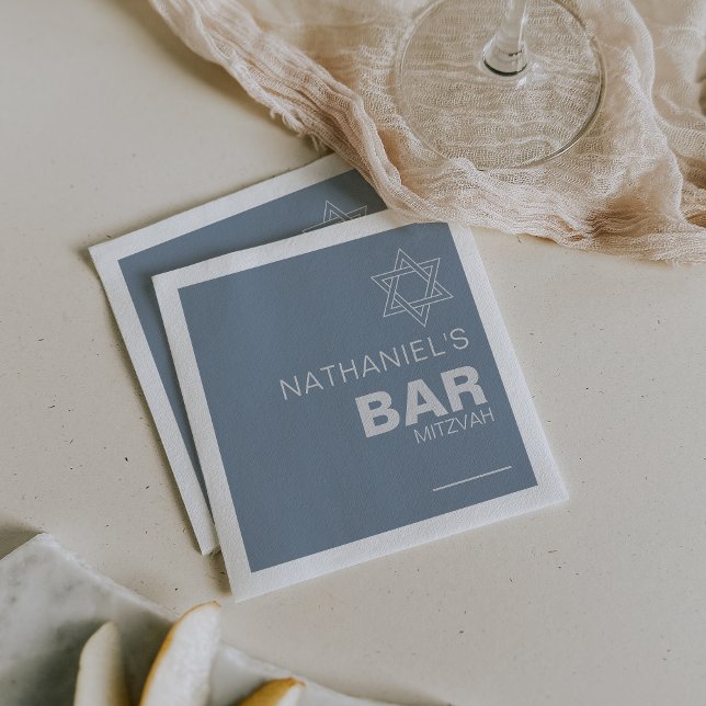 Minimalist Elegant Formal Blue Bar Mitzvah  Napkins (Creator Uploaded)