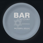 Minimalist Elegant Formal Blue Bar Mitzvah  Paper Plates<br><div class="desc">These minimalist elegant formal blue bar mitzvah paper plates are perfect for a simple religious celebration. The design a beautiful font in a blue white background to compliment your event.</div>