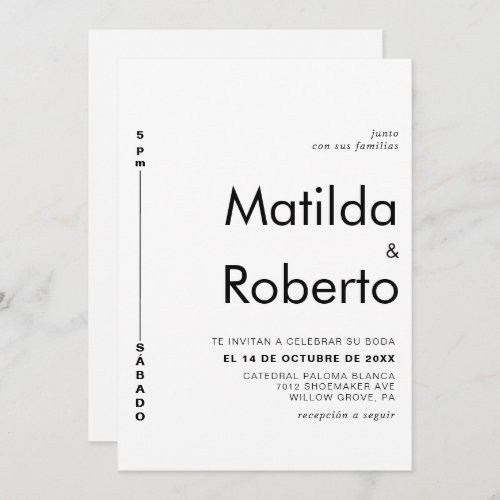 Minimalist Elegant Formal Boda Wedding   Invitation