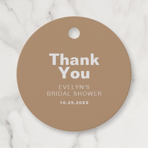 Minimalist Elegant Formal Brown Bridal Shower    Favor Tags
