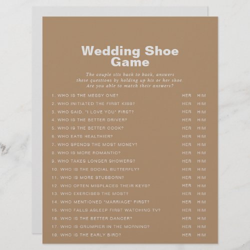 Minimalist Elegant Formal Brown Wedding Shoe Game