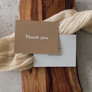 Minimalist Elegant Formal Brown Wedding   Thank You Card