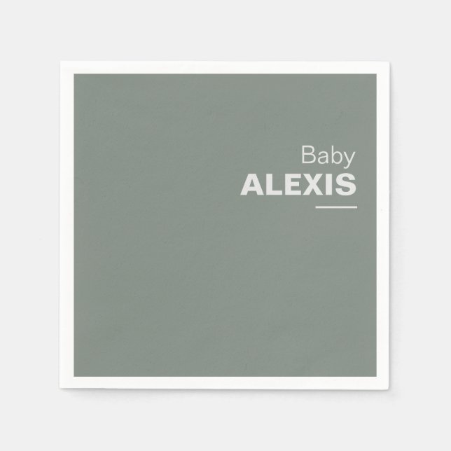 Minimalist Elegant Formal Green Baby Shower   Napkins (Front)