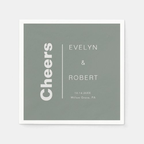 Minimalist Elegant Formal Green Wedding Cheers  Napkins