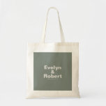 Minimalist Elegant Formal Green Wedding Tote Bag<br><div class="desc">This minimalist elegant formal green wedding tote bag is perfect for a rustic wedding. The design features a beautiful font in a green background to embellish your event.</div>