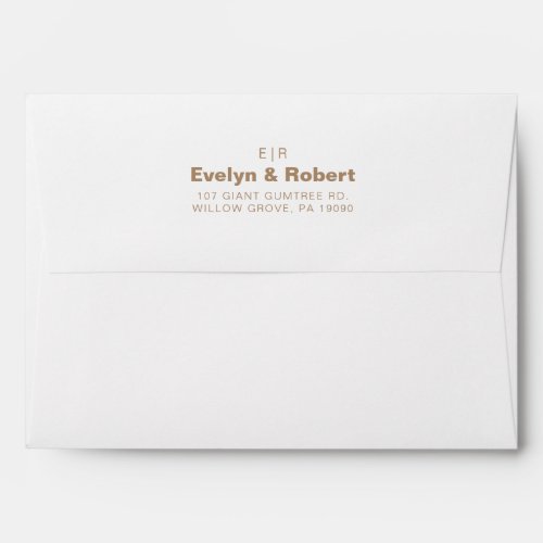 Minimalist Elegant Formal Initial Brown Wedding  Envelope