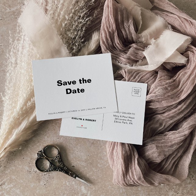 Minimalist Elegant Formal Wedding Save the Date Announcement Postcard (Creator Uploaded)