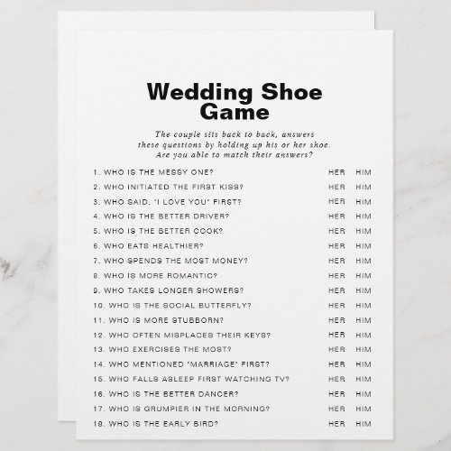 Minimalist Elegant Formal Wedding Shoe Game