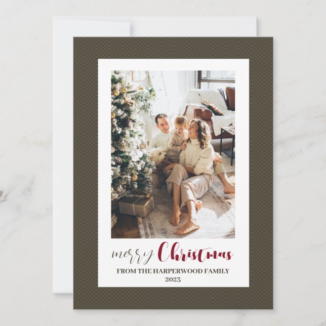 Minimalist Elegant Frame Family Christmas 3 Photo Holiday Card (Front)