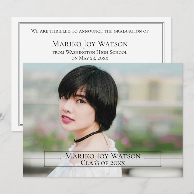 Minimalist Elegant Frame with Arrows Graduation Invitation (Front/Back)