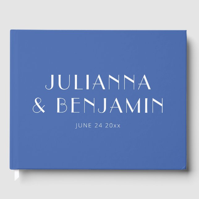 Minimalist Elegant French Blue Custom Wedding Guest Book (Front)