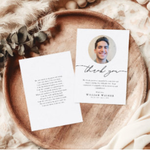 Minimalist Elegant Funeral Sympathy Memorial Photo Thank You Card