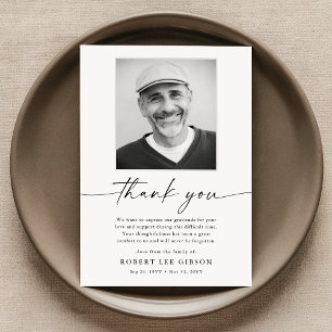 Minimalist Elegant Funeral Sympathy Memorial Photo Thank You Card