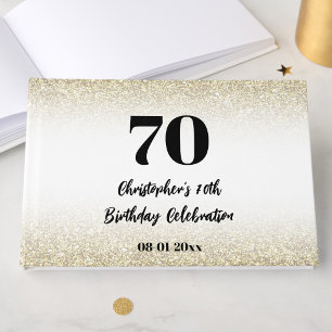 Minimalist Elegant Gold and Black 70th Birthday Guest Book