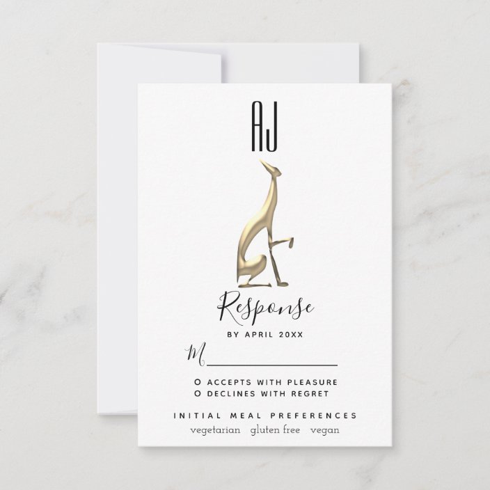 Minimalist Elegant Gold Foil Greyhound Dog Wedding RSVP Card | Zazzle.com