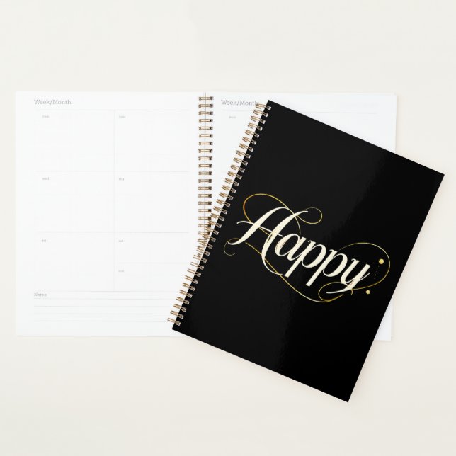 Minimalist Elegant Gold Happy Typography - Classy  Planner (Display)