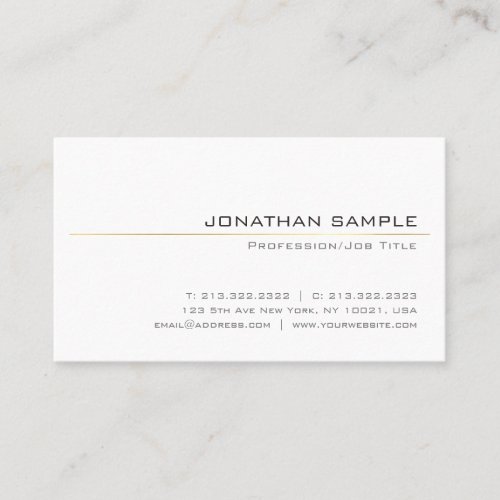 Minimalist Elegant Gold Stripe Design Trendy Plain Business Card