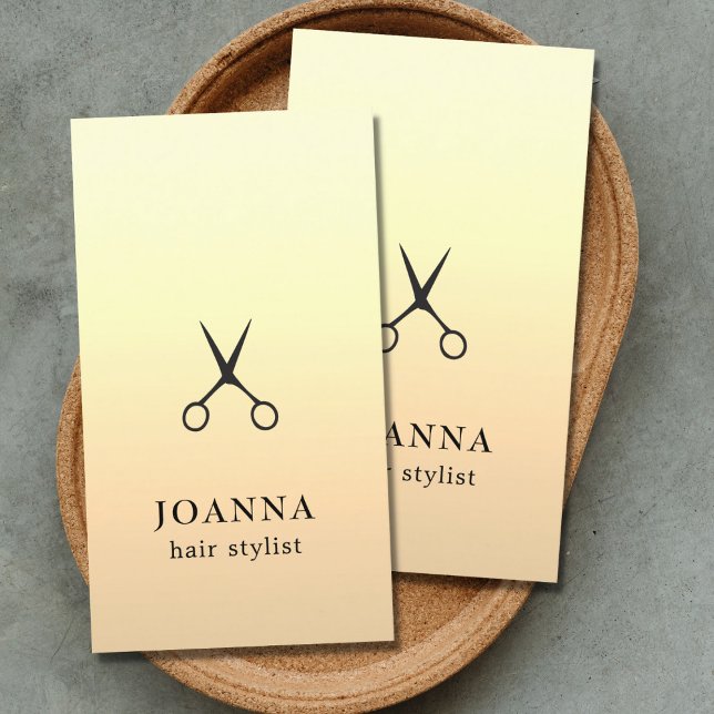 Minimalist Elegant Golden Black Scissors Hair  Business Card (Creator Uploaded)