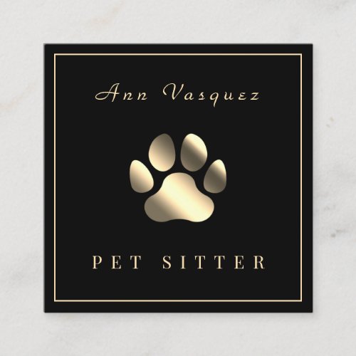 Minimalist elegant golden paw  square business card