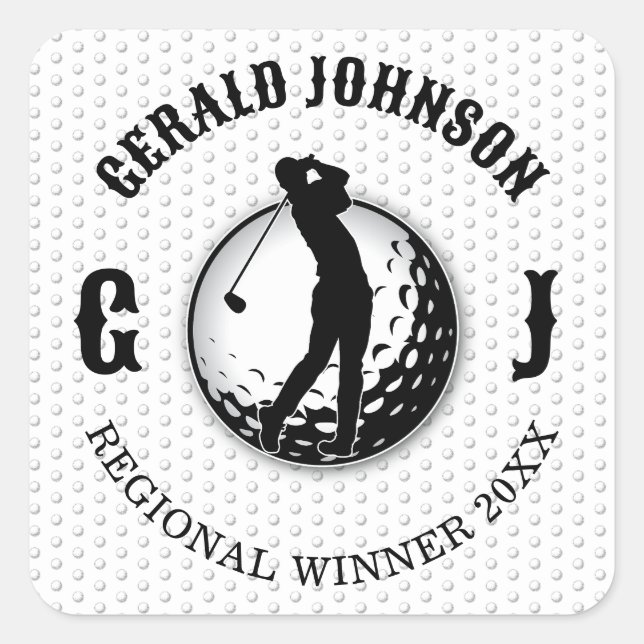 Minimalist Elegant Golf Design Classic Round Stick Square Sticker (Front)