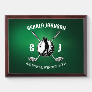 Minimalist Elegant Golf Monogram Design Award Plaque