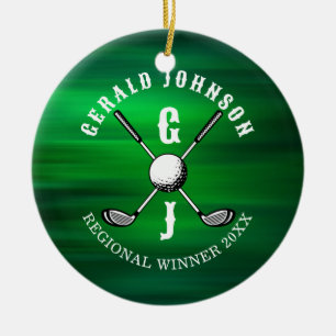 Minimalist Elegant Golf Monogram Design Ceramic Ornament
