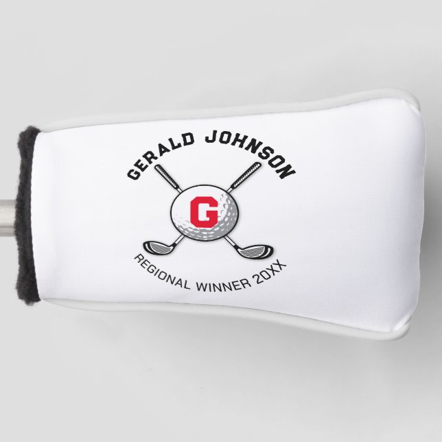Minimalist Elegant Golf Monogram Design Golf Head Cover (Front)