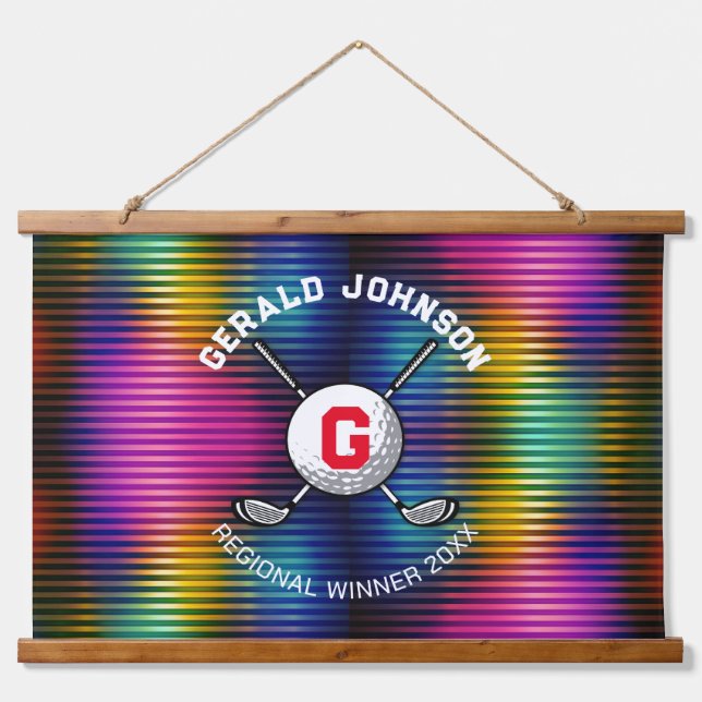 Minimalist Elegant Golf Monogram Design Hanging Tapestry (Front)