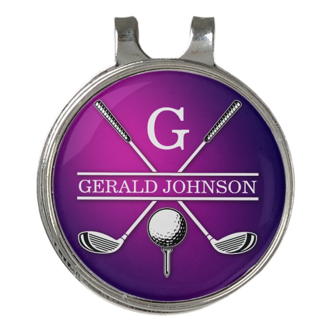 Minimalist Elegant Golf Monogram Design Hat Clip (Front)