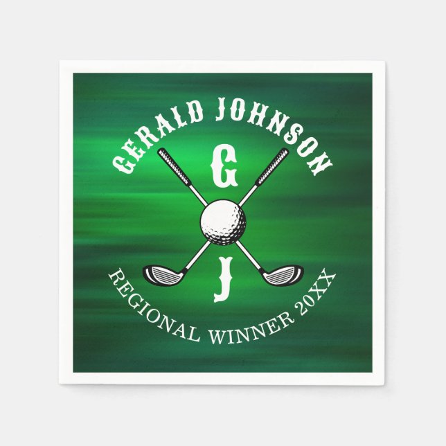 Minimalist Elegant Golf Monogram Design Napkins (Front)