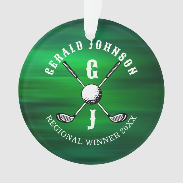 Minimalist Elegant Golf Monogram Design Ornament (Front)