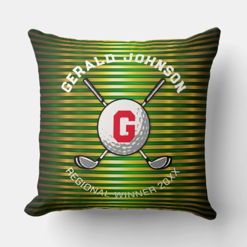 Minimalist Elegant Golf Monogram Design Throw Pillow