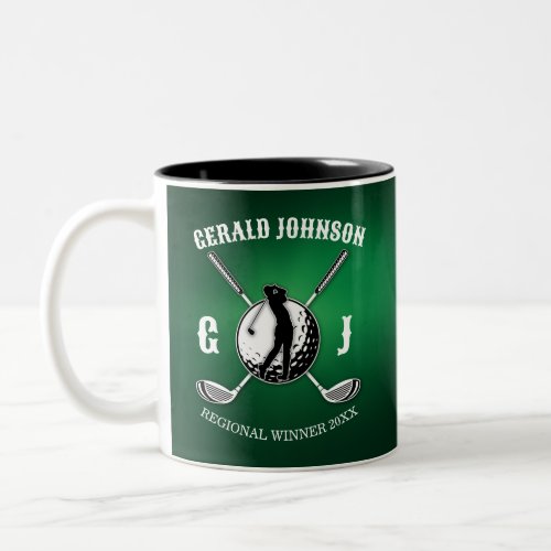 Minimalist Elegant Golf Monogram Design Two_Tone Coffee Mug