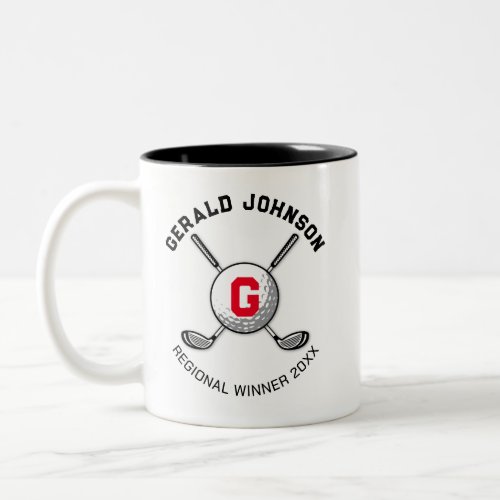 Minimalist Elegant Golf Monogram Design Two_Tone Coffee Mug