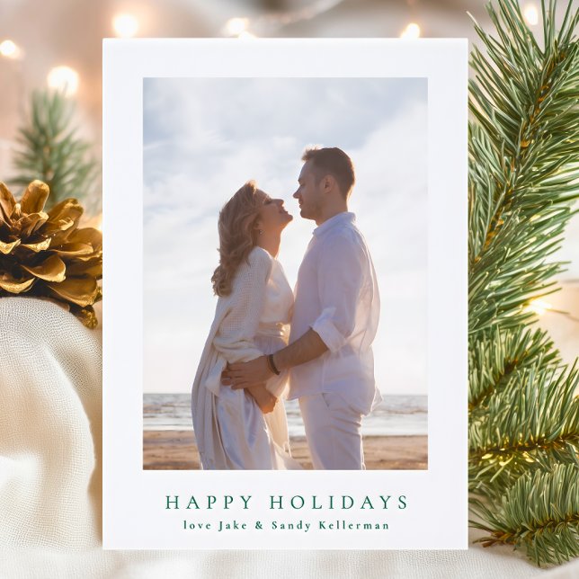 minimalist elegant green 4 photo christmas holiday letterpress photo cards (Creator Uploaded)