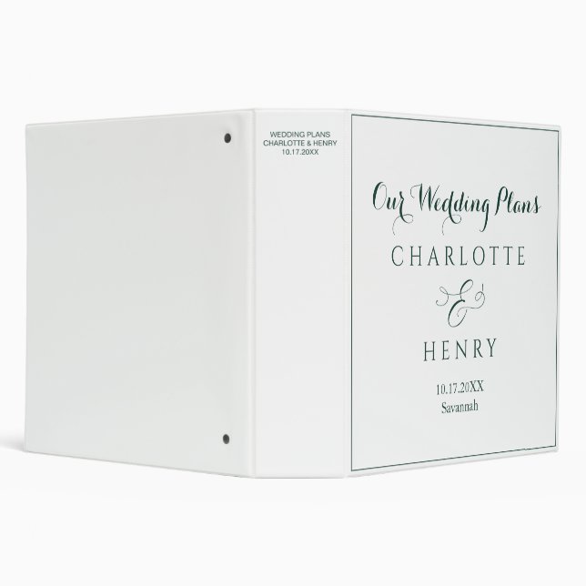Minimalist Elegant Green and White Wedding Plans 3 Ring Binder (Background)