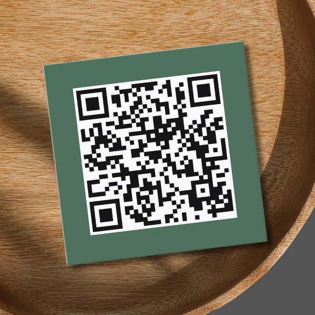 Minimalist Elegant Green QR Code Consultant Square Business Card (Creator Uploaded)