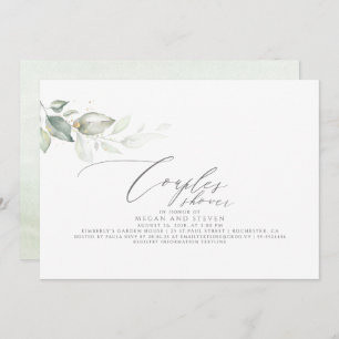 Minimalist Elegant Greenery Couples Shower Invitation