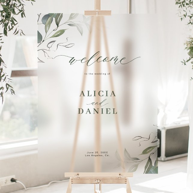 Minimalist elegant greenery wedding welcome sign (Creator Uploaded)