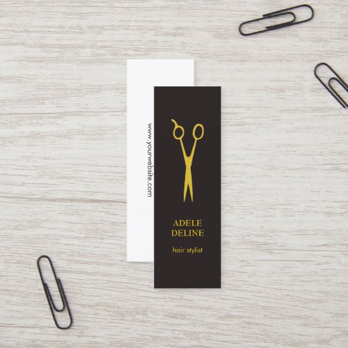 Minimalist Elegant Grey Gold Hair Stylist Mini Business Card