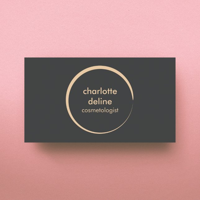 Minimalist Elegant Grey Skin Circle Cosmetologist Business Card (Creator Uploaded)