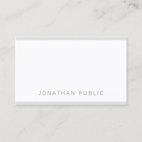 Minimalist Elegant Grey White Modern Simple Plain Business Card