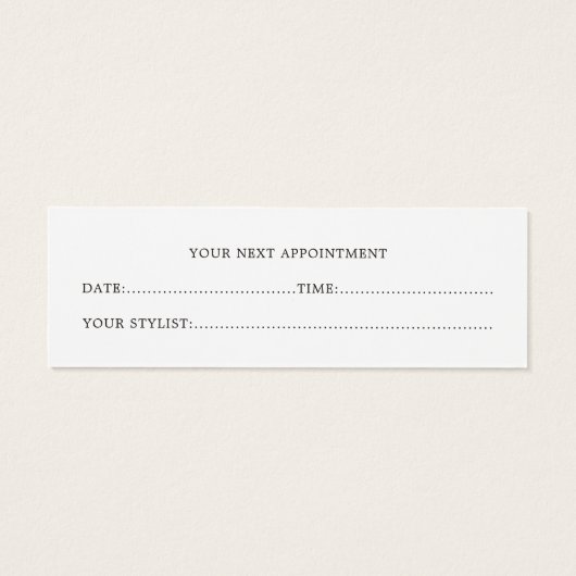 Minimalist Elegant Hair Stylist Appointment Card (Back)