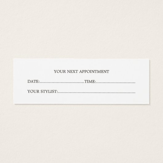 Minimalist Elegant Hair Stylist Appointment Card (Back)