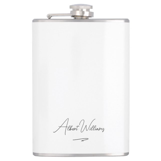 Minimalist Elegant Handwritten Custom Name  Flask (Front)