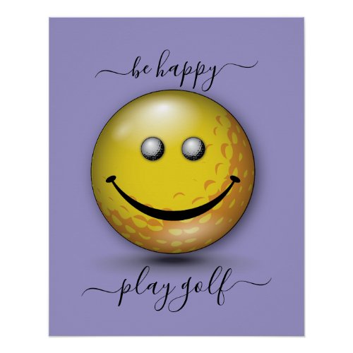 Minimalist Elegant Happy Golfer Design Poster