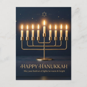 Minimalist Elegant Happy Hanukkah Greeting Card -