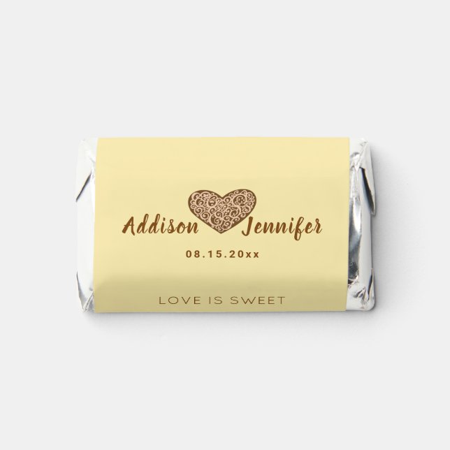Minimalist &Elegant heart Wedding chocolate favors (Front)