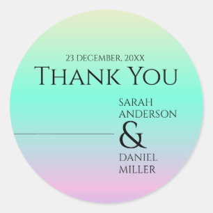 Minimalist Elegant Holographic Ombre Wedding Classic Round Sticker
